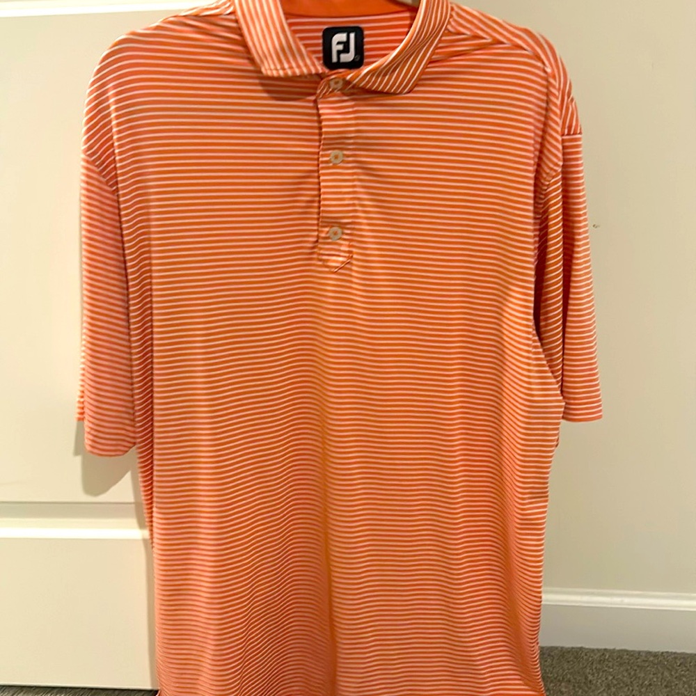Large Coral men’s striped FootJoy polo